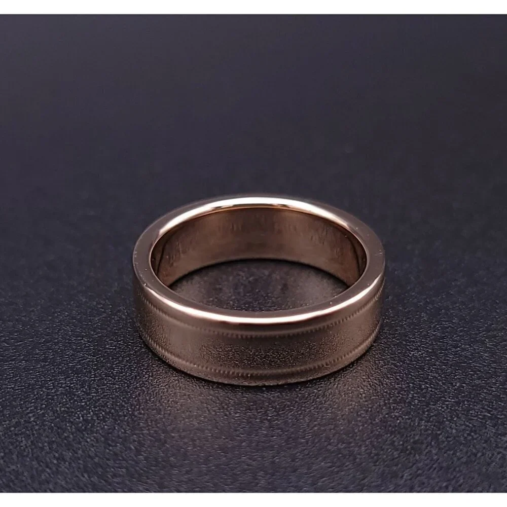 Tiffany & Co 18kt Rose Gold Together Double Milgrain 6mm Wedding Band Size 6.5